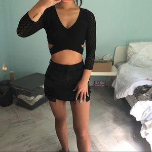 Black Lace Crop Top